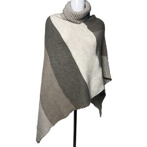 Persaman NY Cowl Neck Poncho Wrap Luxury Designer Wool Mohair Neutrals Brown o/s
